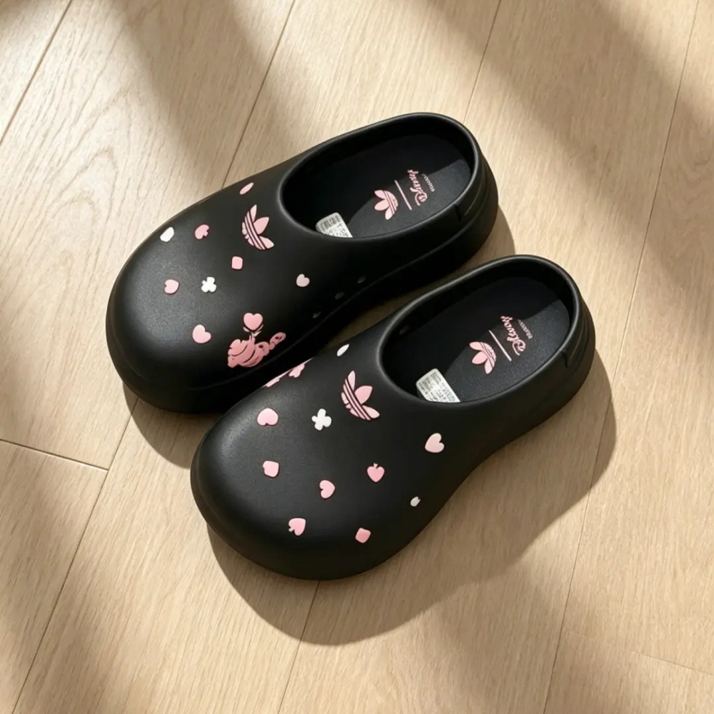 아디다스 X 디즈니 체셔 고양이 아디폼 스탠뮬 통굽 키높이 여성 슬리퍼 블랙 KH5901 - 상세 이미지 3