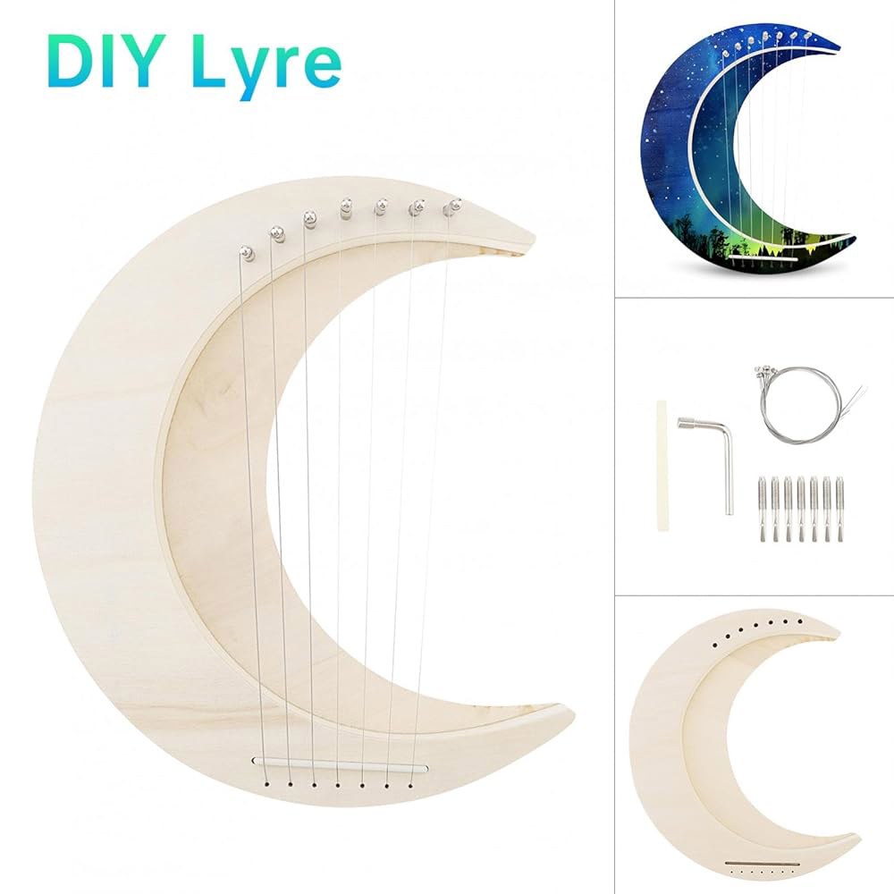 오리글램 라이어 하프 7현 DIY, 달 모양 악기, 나무 현악기, 나만의 배스우드 만들기 - 상세 이미지 2