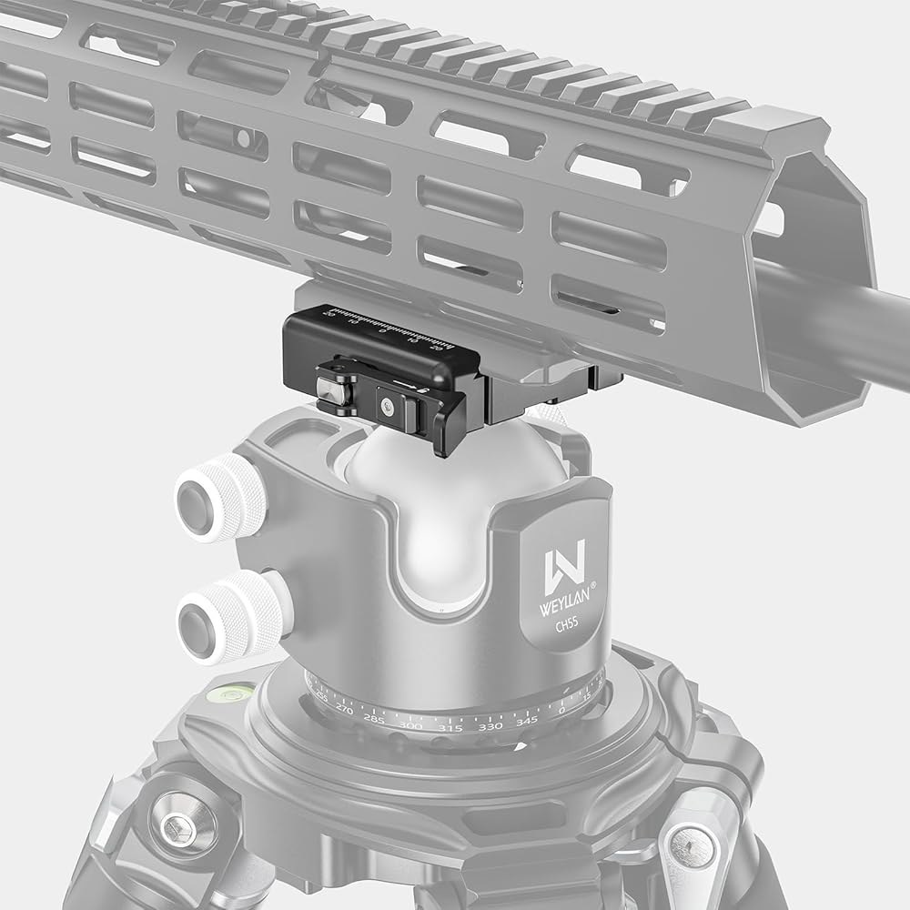 Magpul Mlok Bipod용 Arca 스위스 레버 잠금 클램프, 카메라 퀵 릴리스 클램프 레일 WEYLAN AL60 삼각형 볼 헤드, 노브 및 잠금을 위한 모든 금속 플레이트 - 상세 이미지 3