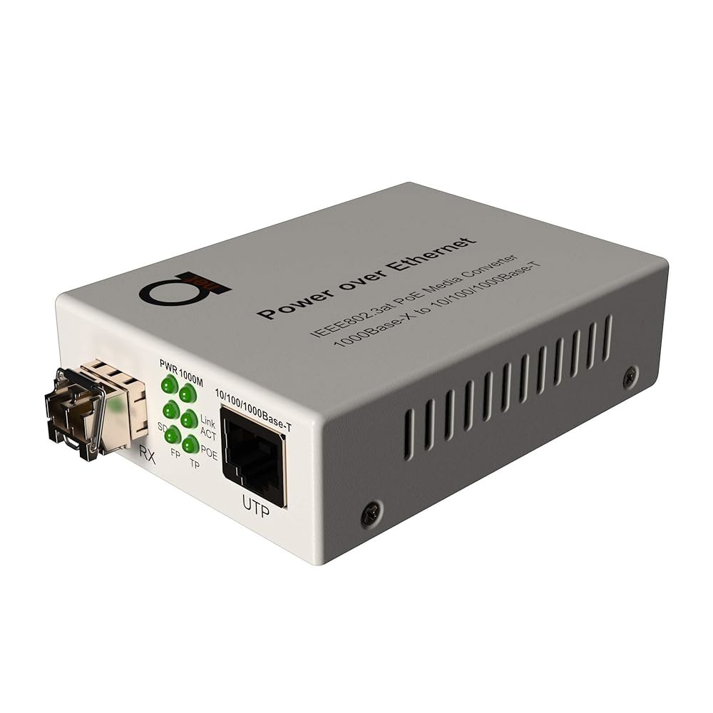 PoE 파이버 멀티모드 LC 850nm 기가비트 이더넷 미디어 컨버터 - IEEE 802.3 및 PoE+ PSE 전원 공급 최대 550m(0.34마일)의 광섬유 거리 연장 10/1 - 상품 이미지