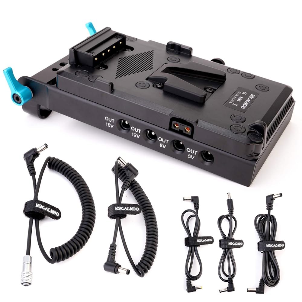 블랙매직 포켓 시네마 카메라 4K/6K를 위한 15mm 로드 클램프 + BMPCC 4K 및 6K 잠금 DC 케이블이 장착된 KOCACKOO V-마운트 배터리 플레이트 전원 공급 - 상품 이미지