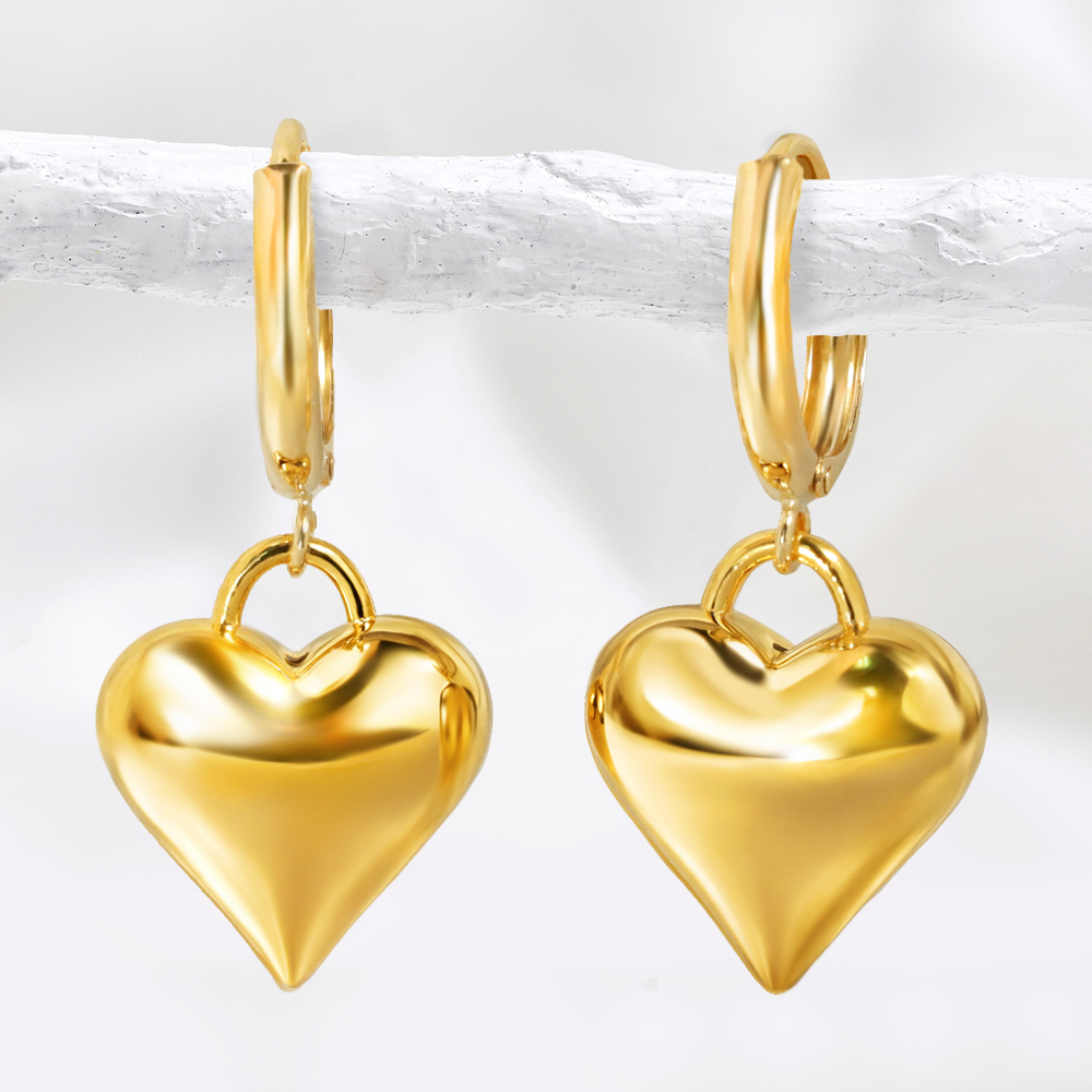 주리에떼 24K 순금 여성 골드 하트 루이스 금 귀걸이(14K/18K 원터치링) - 상품 이미지