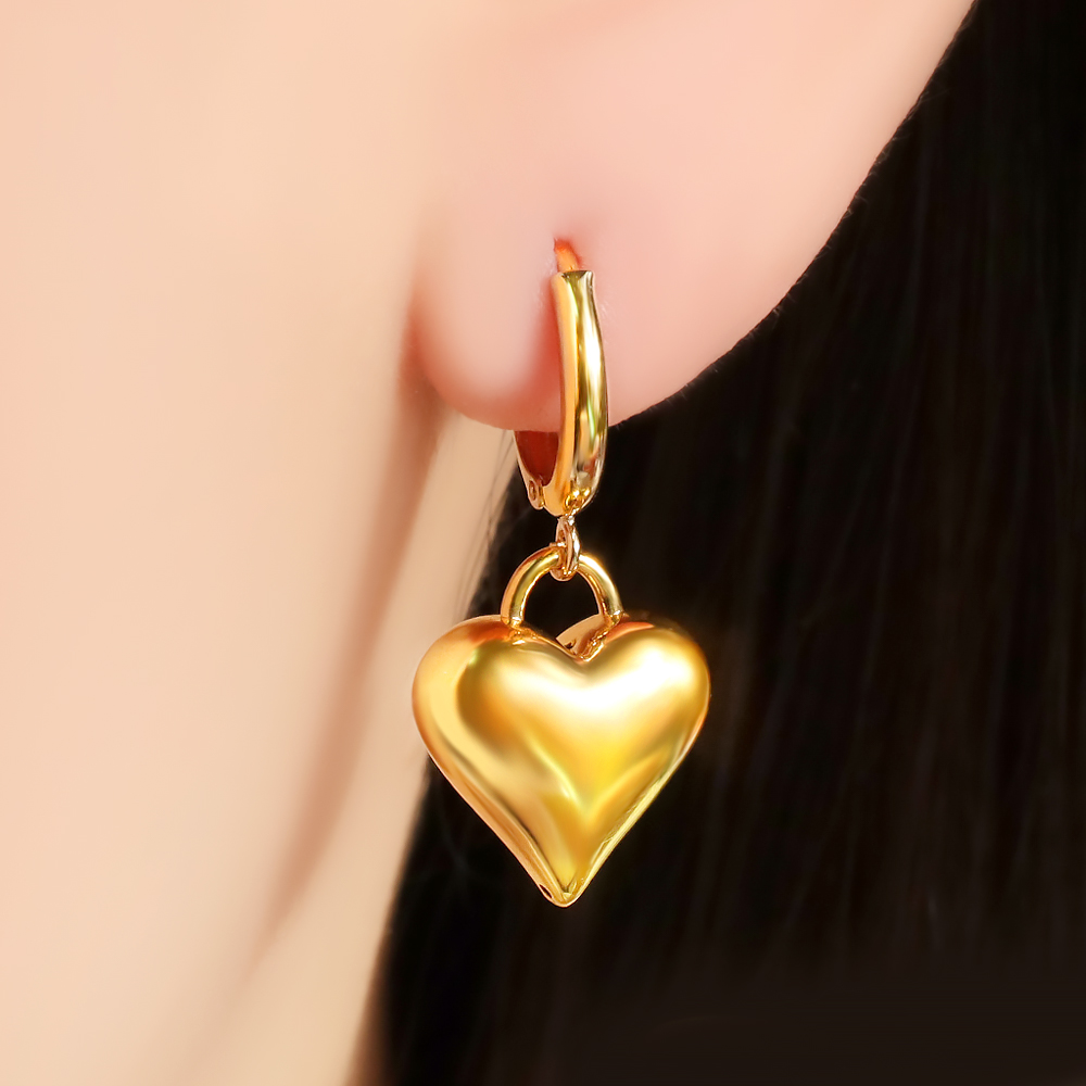 주리에떼 24K 순금 여성 골드 하트 루이스 금 귀걸이(14K/18K 원터치링) - 상세 이미지 3