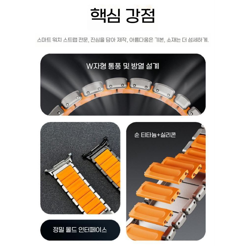 갤럭시워치8 클래식 울트라 스트랩 퓨어 티타늄 메탈 불소 고무 밴드 타이드 - 상세 이미지 3