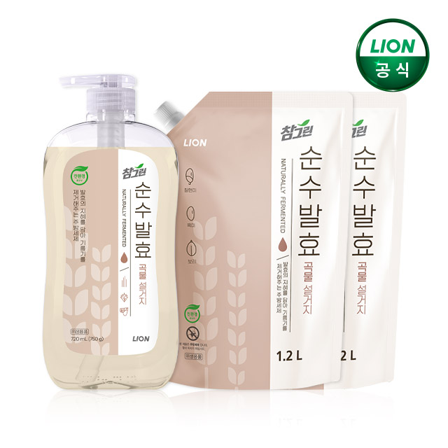 참그린 순수발효 곡물 주방세제 720mL 본품+1.2L 리필 x 2개 - 상품 이미지
