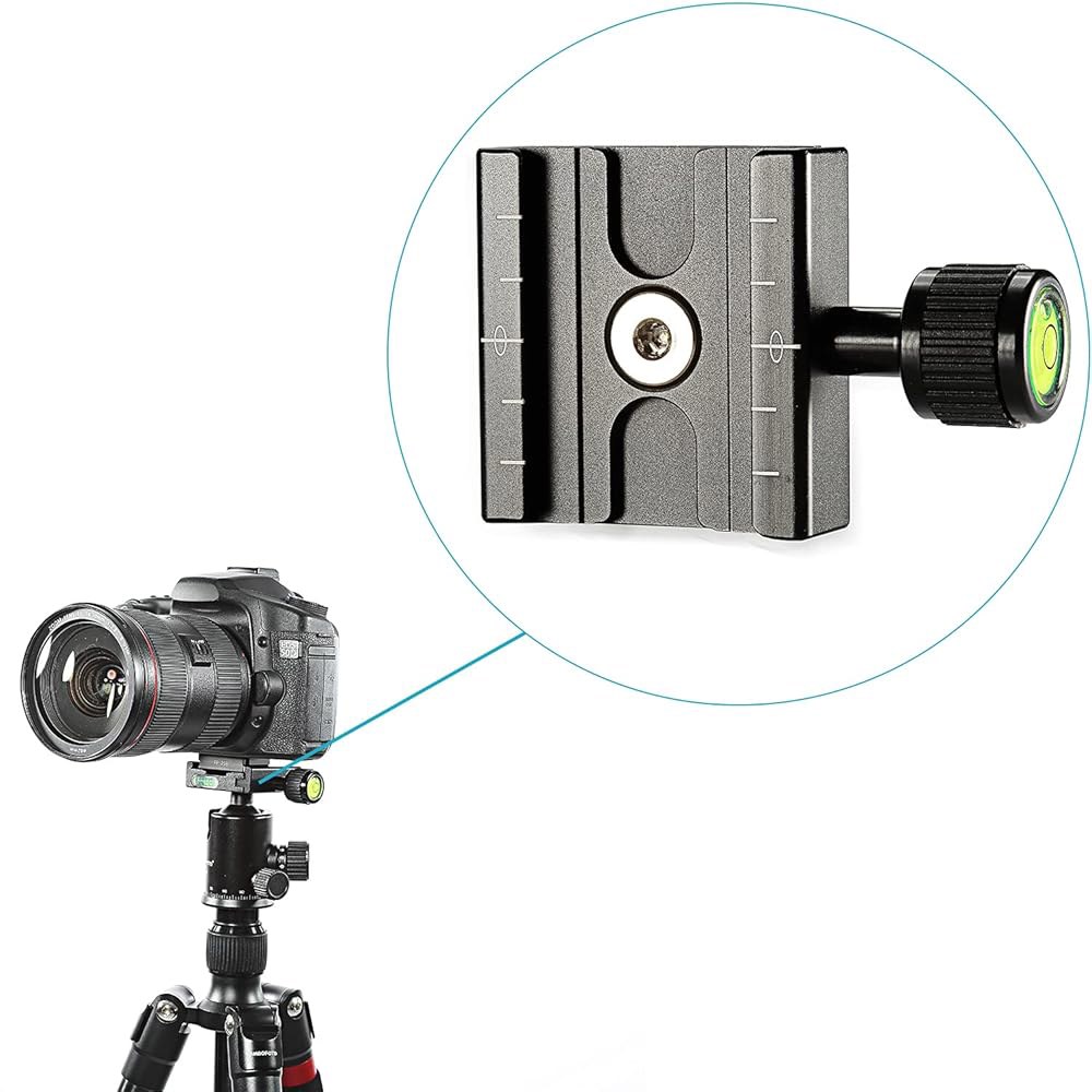 새로운 알루미늄 50mm 퀵 릴리스 플레이트 QR 클램프 3/8인치, 1/4인치 어댑터 및 내장 버블 레벨 - 상세 이미지 3