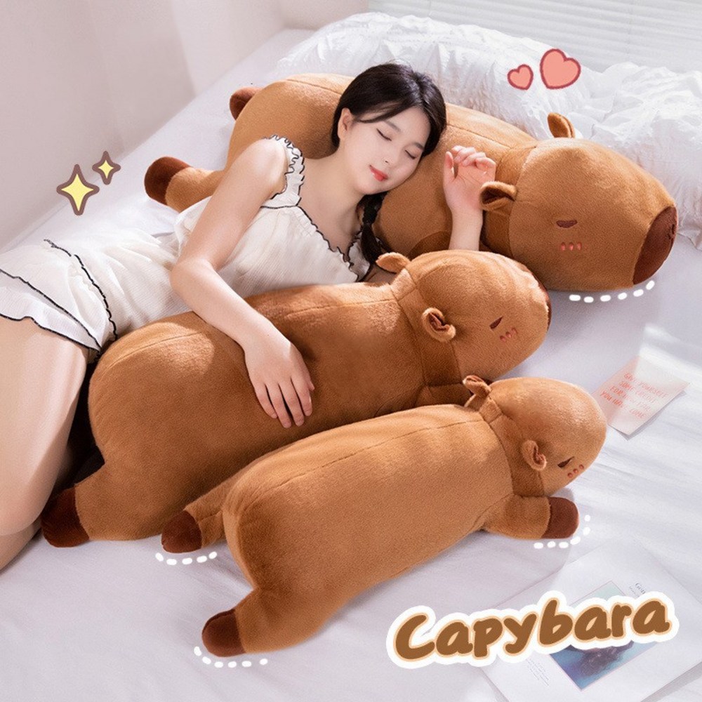 바디필로우 폭신한 롱쿠션 부드러운 베개 카피바라 인형 - 상품 이미지