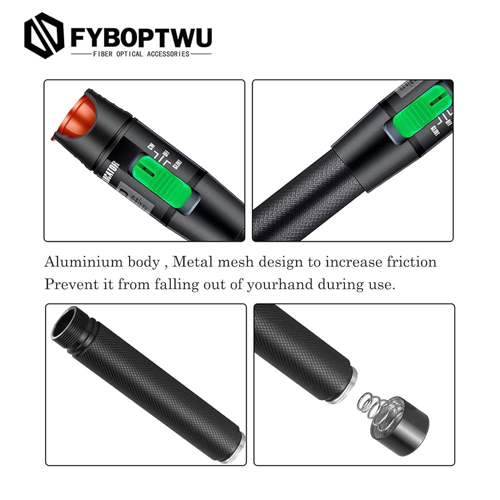 fyboptwu 2pcs 광섬유 시각적 결함 위치 추적기 30MW 30KM VFL 테스터 키트에는 싱글모드 9 / 125um FC 남성 대 LC 여성 어댑터, 그린 및 퍼플 스위치 - 상세 이미지 3