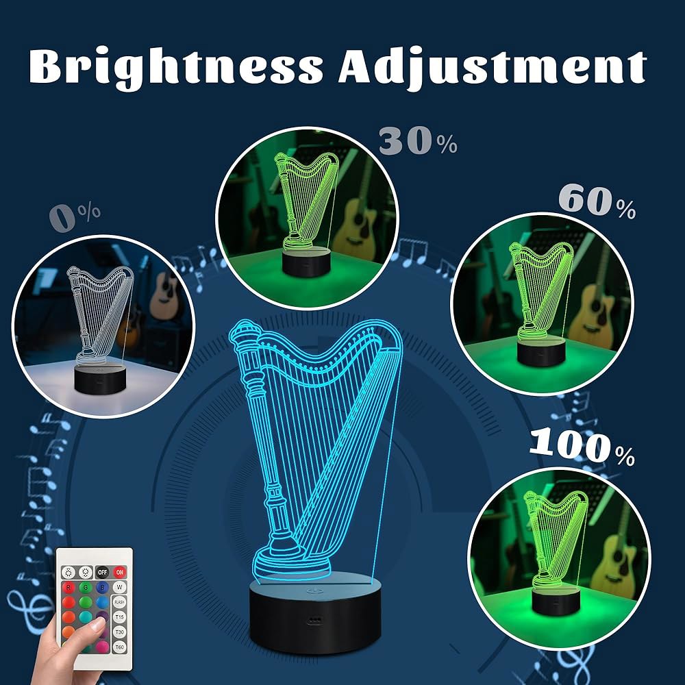 쿨 기프트 마트 하프 나이트 라이트, 16가지 색상의 3D LED 착시 램프와 리모컨, 연주자 음악 애호가를 위한 선물 DJ - 상세 이미지 3