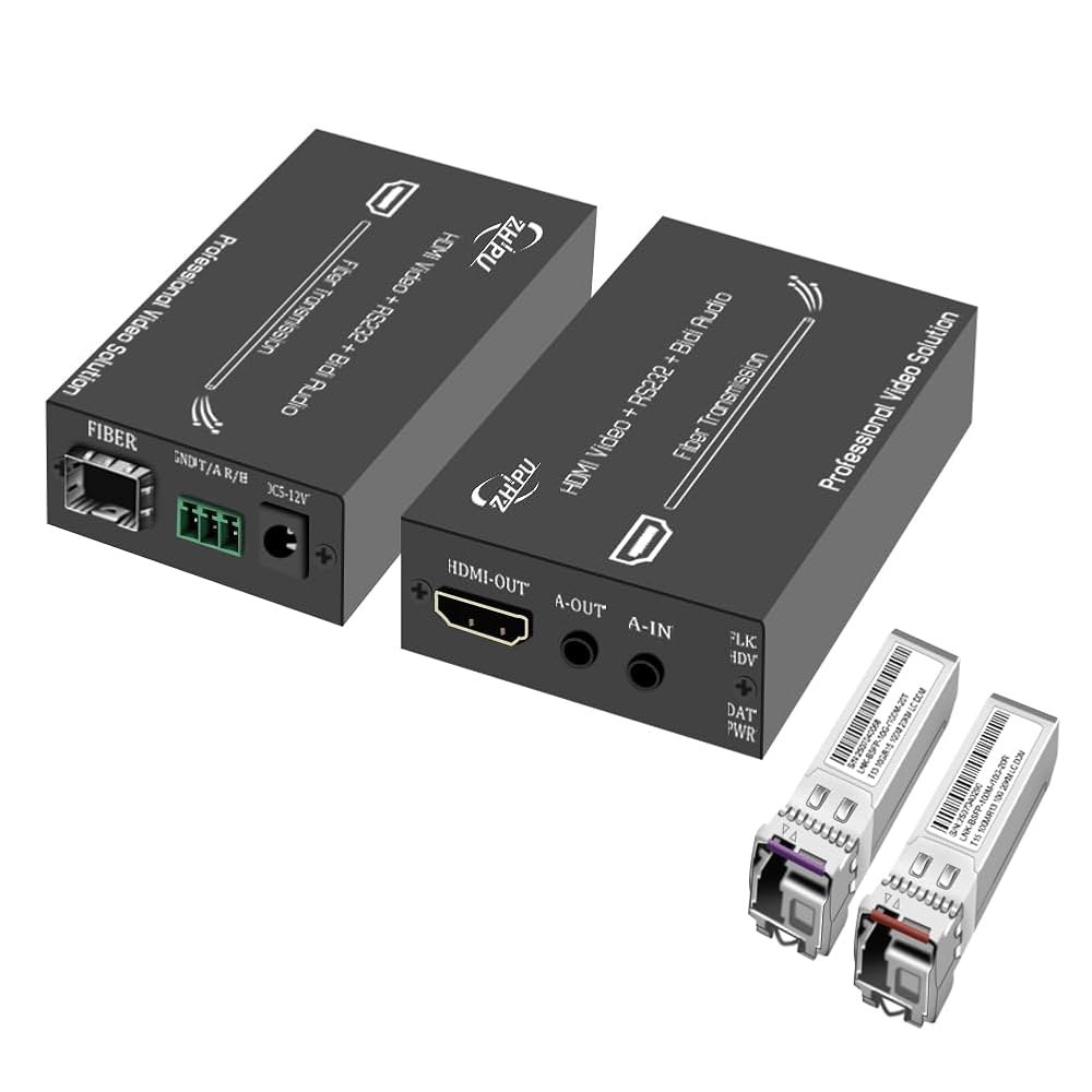 SFP 모듈이 포함된 Z uostd HDMI 오버 파이버 익스텐더 키트, 1080P@60Hz 및 단일 위 바이디르 오디오, 최대 20km, EDID /RS232 /HDCP, Pro - 상품 이미지