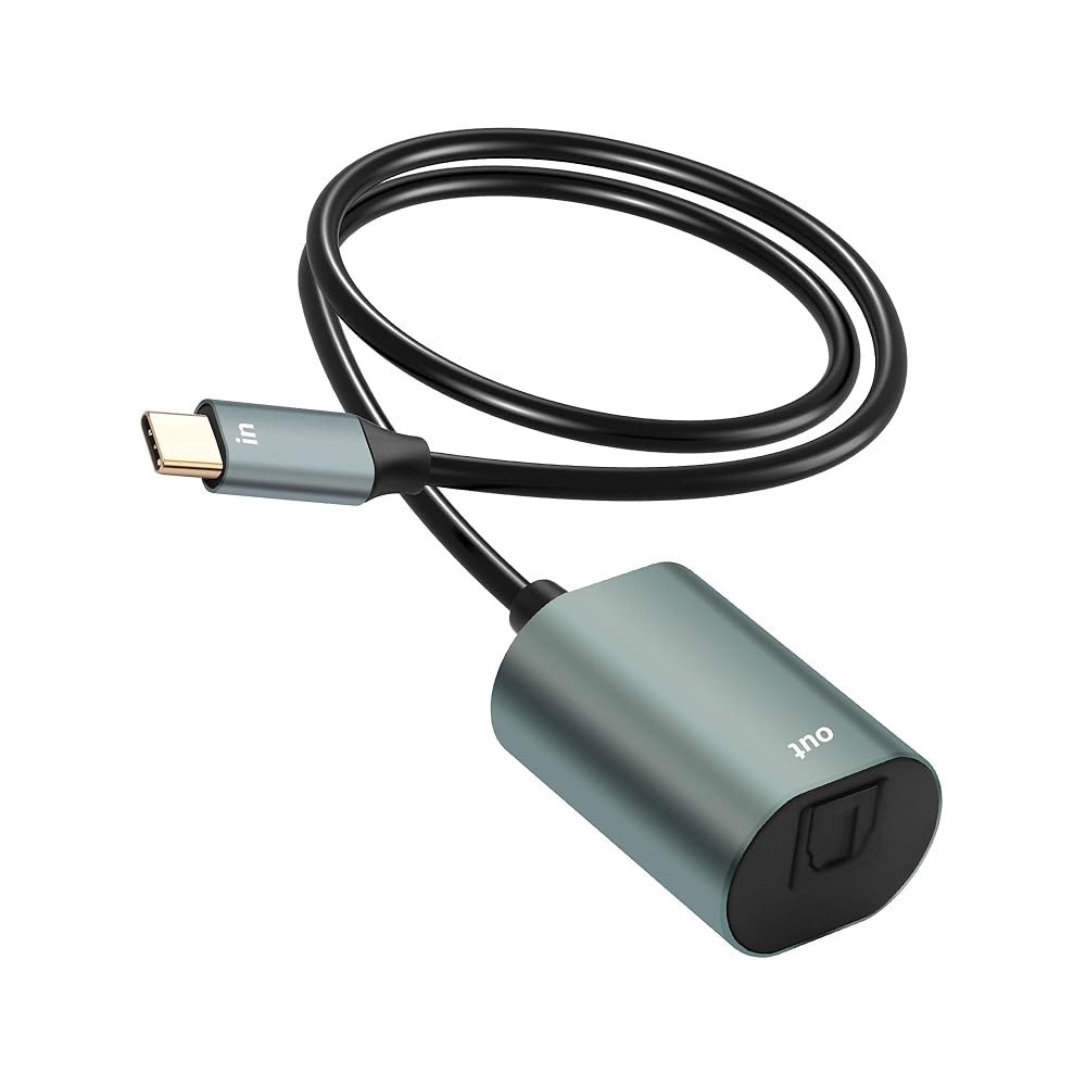 CERRXian USB C to Toslink 광 송신기, 단방향 타입 남성이 SPDIF 포트에 입력하는 노트북 태블릿 폰용 여성 출력 광섬유 어댑터 - 7.87인치 - 상품 이미지