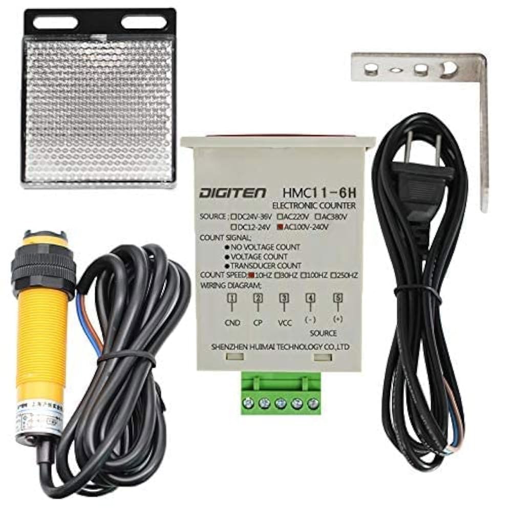 디지텐 0-999999 디지털 LED 카운터 + 광전 스위치 센서 리플렉터 자동 컨베이어 벨트 100-240VAC 6자리 미니 고객 트래픽 전자 토털라이저 - 상세 이미지 3