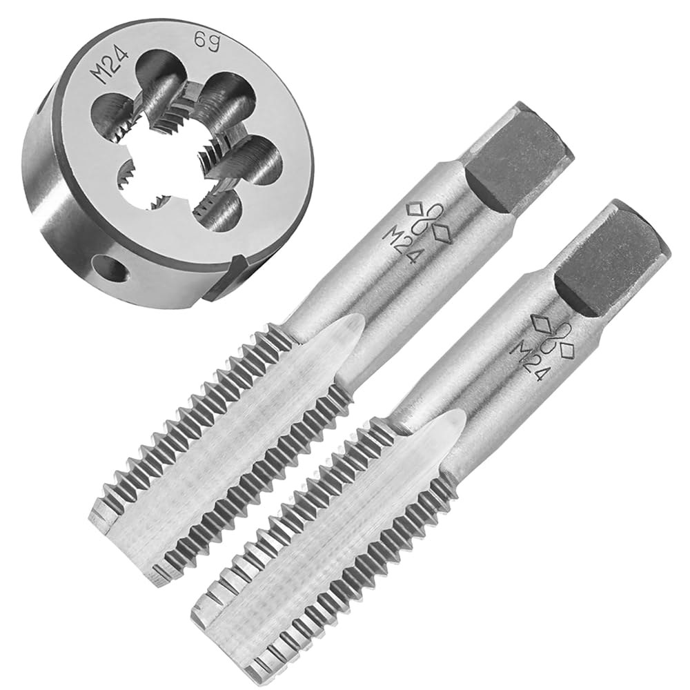 아세틸 M24X3 핸드 탭 및 다이 세트, M24X3mm 메트릭 스레드 라운드 오른손 M22X1.0 - 상품 이미지