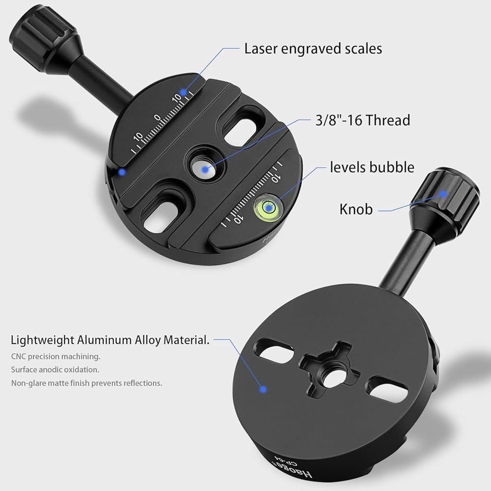 빠른 릴리스를 위한 Haoge 64mm 나사 노브 클램프 어댑터 마운트 QR 플레이트 카메라 삼각대 볼헤드 모노포드 볼 헤드 핏 Arca Swiss - 상세 이미지 3