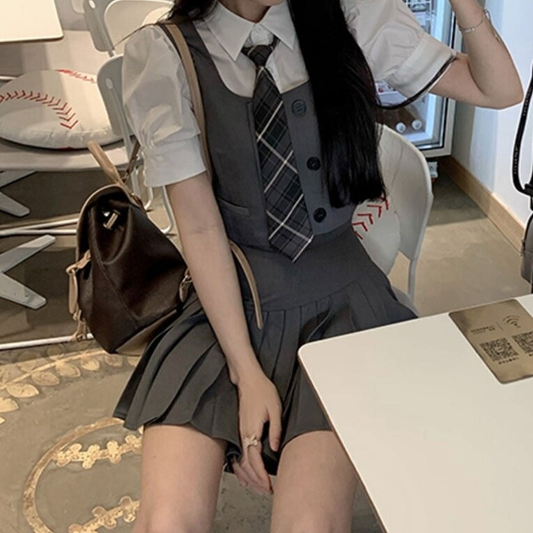 프레피룩 졸업사진컨셉 영국교복 스쿨룩 여성의류 코스프레 데일리룩 촬영의상 - 상세 이미지 2