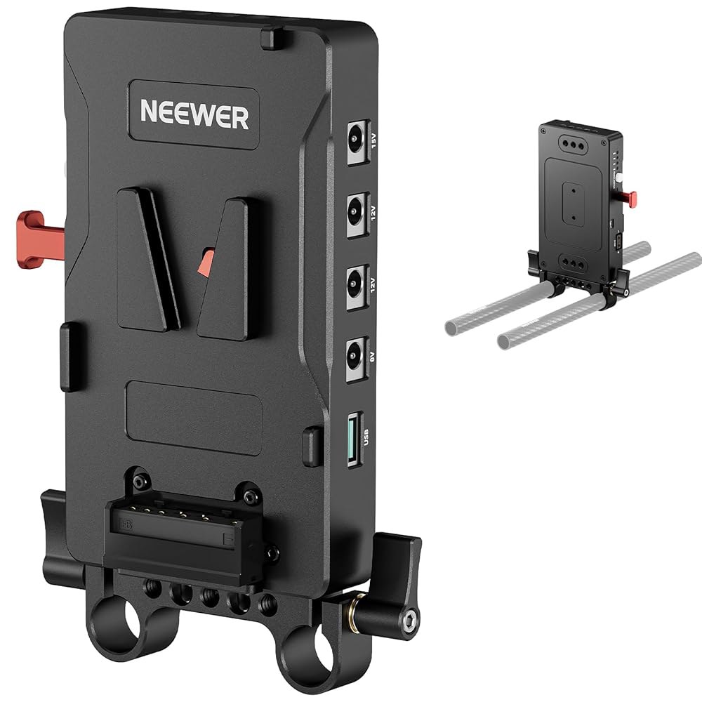 15mm 막대 클램프가 장착된 Neewer V 마운트 배터리 플레이트, 전원 공급 장치 스플리터 PD 60W 타입 C&D 탭 / DC15V 포트, Fxlion 소니 잠금 배터리, - 상품 이미지