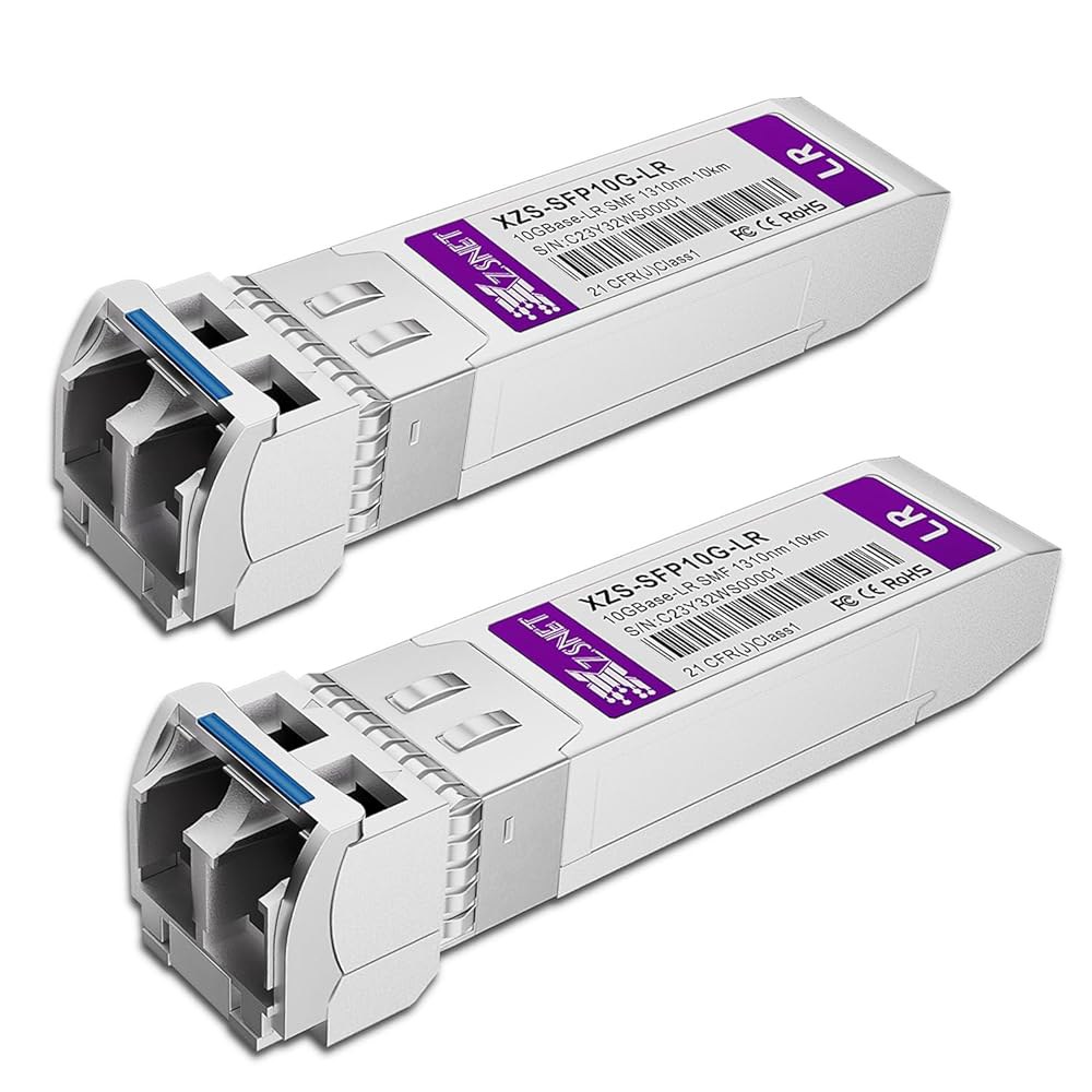 XZSNET 10GBASE-LR SFP+ 트랜시버, 10G SFP+에서 LC 단일 모드 광섬유 모듈, Cisco SFP-10G, Ubiquiti UniFi UF-SM-10G, Mi - 상품 이미지