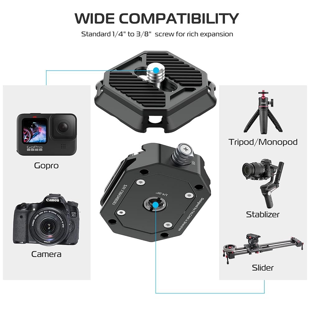 FALCAM F38 퀵 릴리스 키트 V1, DSLR/미러리스 카메라용 플레이트, Arca Swiss와 호환되며 삼각대/안정기/짐발/슬라이더-2268용 클램프 - 상세 이미지 3