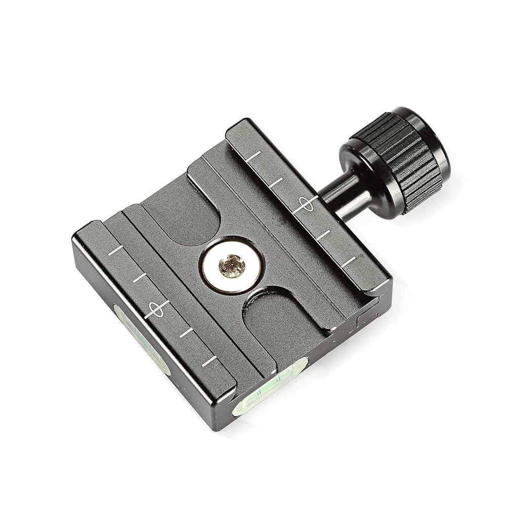 새로운 알루미늄 50mm 퀵 릴리스 플레이트 QR 클램프 3/8인치, 1/4인치 어댑터 및 내장 버블 레벨 - 상품 이미지