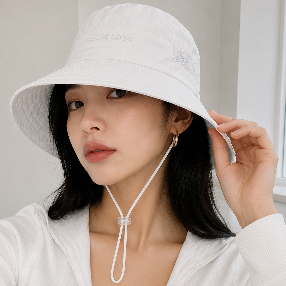 테크스킨 남여공용 넥커버 버킷햇 화이트 - 상품 이미지