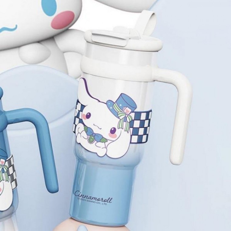 산리오 캐릭터 아동용 시원한 아이스 콜드컵 빨대 스텐 텀블러 900ml, 시나모롤 - 상품 이미지