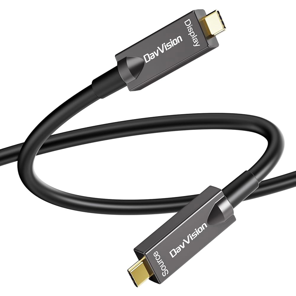 다브비전 풀 피처 광섬유 USB C 비디오 케이블 33FT, 4K@60Hz, 10Gbps, PD 60W, 3.2 액티브 광케이블을 지원하는 카메라, VR, 노트북, 컨퍼런스용 독일 - 상품 이미지