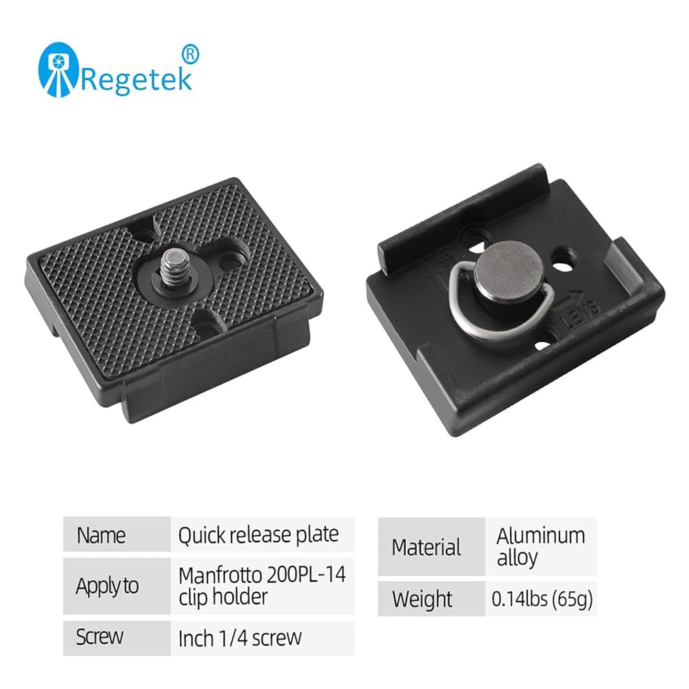 1/4 -20 Bogen 3157N Manfrotto 200PL-14 RC2 카메라 삼각대용 Regetek 2팩 퀵 릴리즈 플레이트(BHQ2 128RC / 128RCNAT 141R - 상세 이미지 2