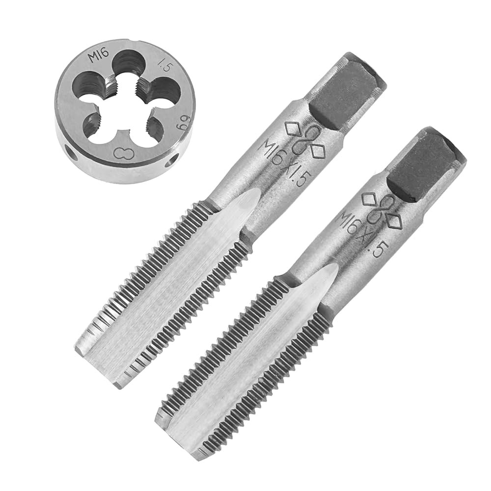 아세틸 M16X1.5 핸드 탭 및 다이 세트, M16X1.5mm 미터법 스레드 라운드 오른손 M14X1.0 - 상품 이미지