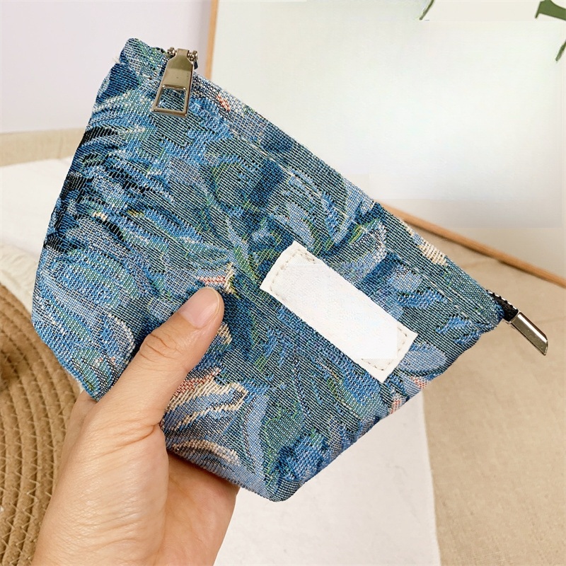 유화풍 패브릭 파우치 대용량 화장품 수납 소형 유화 16x10.5cm - 상세 이미지 3