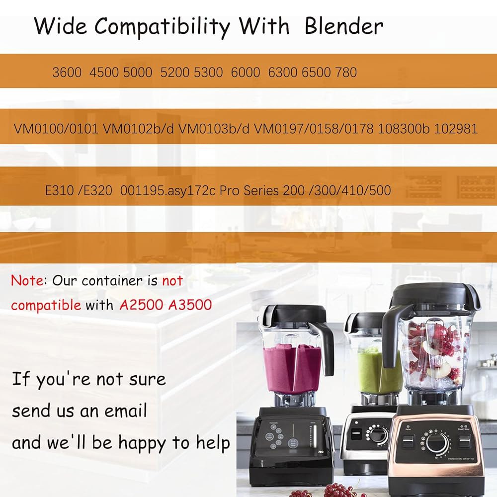 블렌더 피처 64oz 로우 프로파일, Vitamix 780 75-0 7500 5000 5200 Vm0102 Vm0103Vm0197 E310 프로페셔널/상업용/클래식 시리즈 등 블렌 - 상세 이미지 2