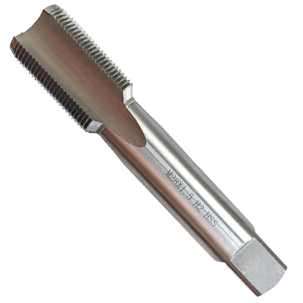 zpldAIAOSI M28 X 1.5 탭, 미터법 스레드 오른손, 1.5mm 피치, 스트레이트 플루트, 플루트 4개, 고속 강철, H2 정확도 등급, 기계 M27 X 1.5 - 상품 이미지