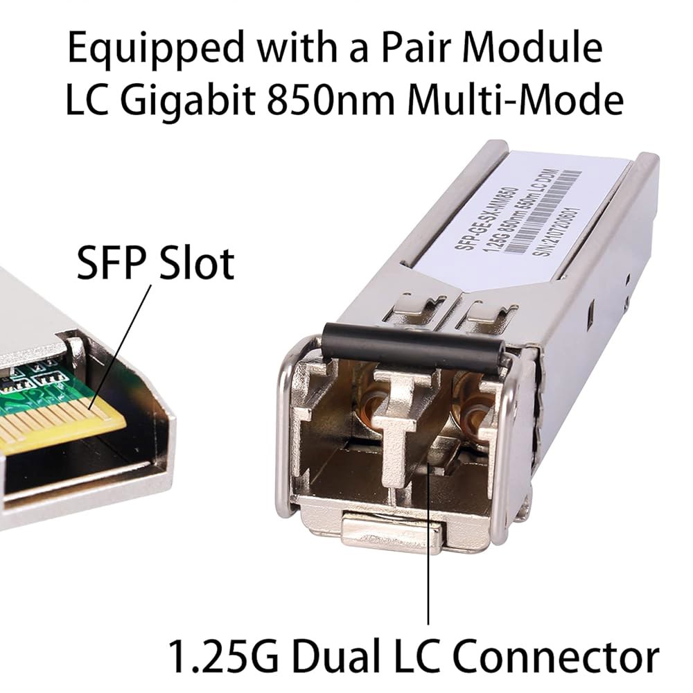 2PCS Bidi SFP LC 듀얼 트랜시버 모듈이 포함된 1.25G /s 기가비트 멀티 모드 광섬유 이더넷 미디어 컨버터 한 쌍, 10 /100 Base-Tx to 1000Bas - 상세 이미지 3