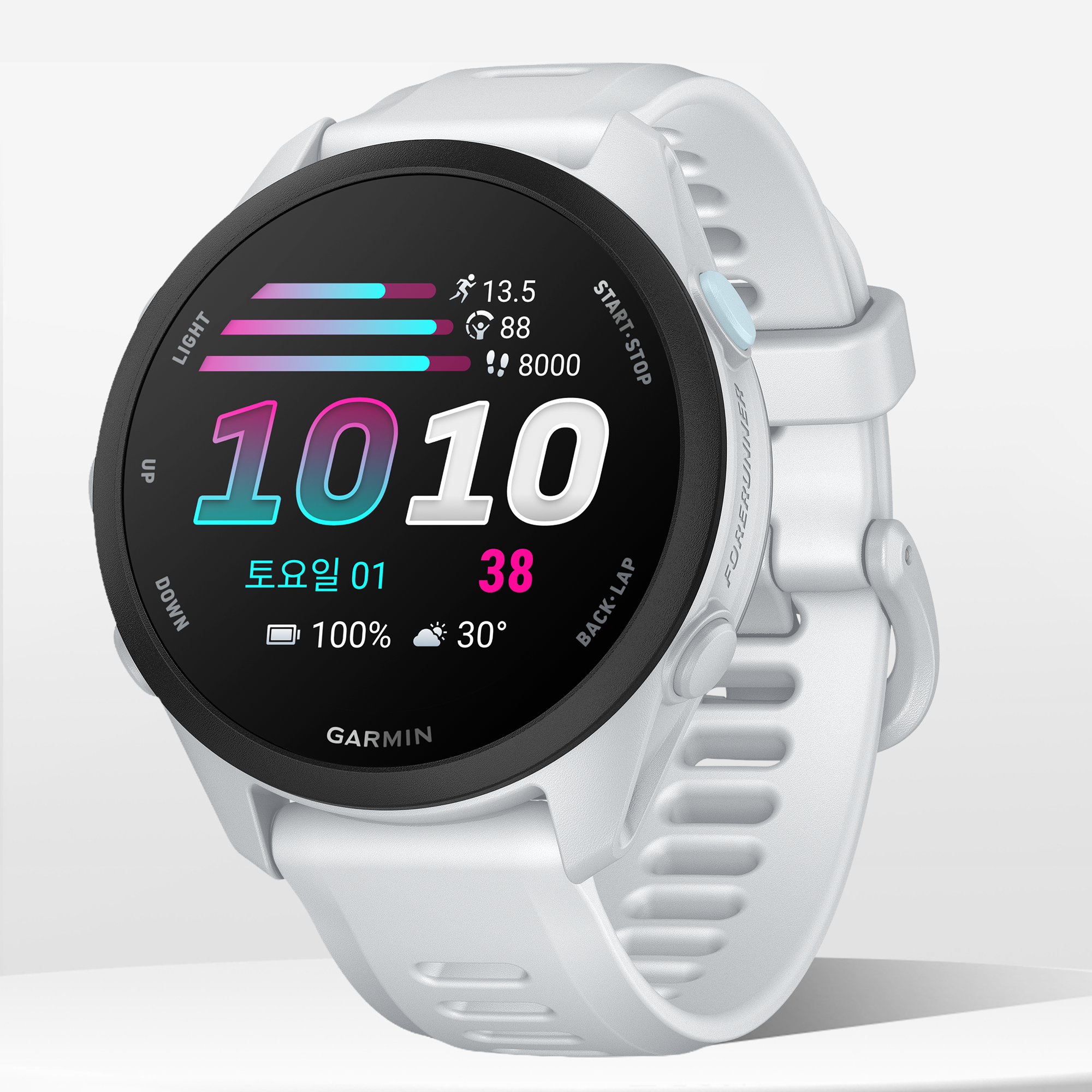 가민 포러너70 러닝 GPS 스마트워치 화이트, 43mm - 상품 이미지