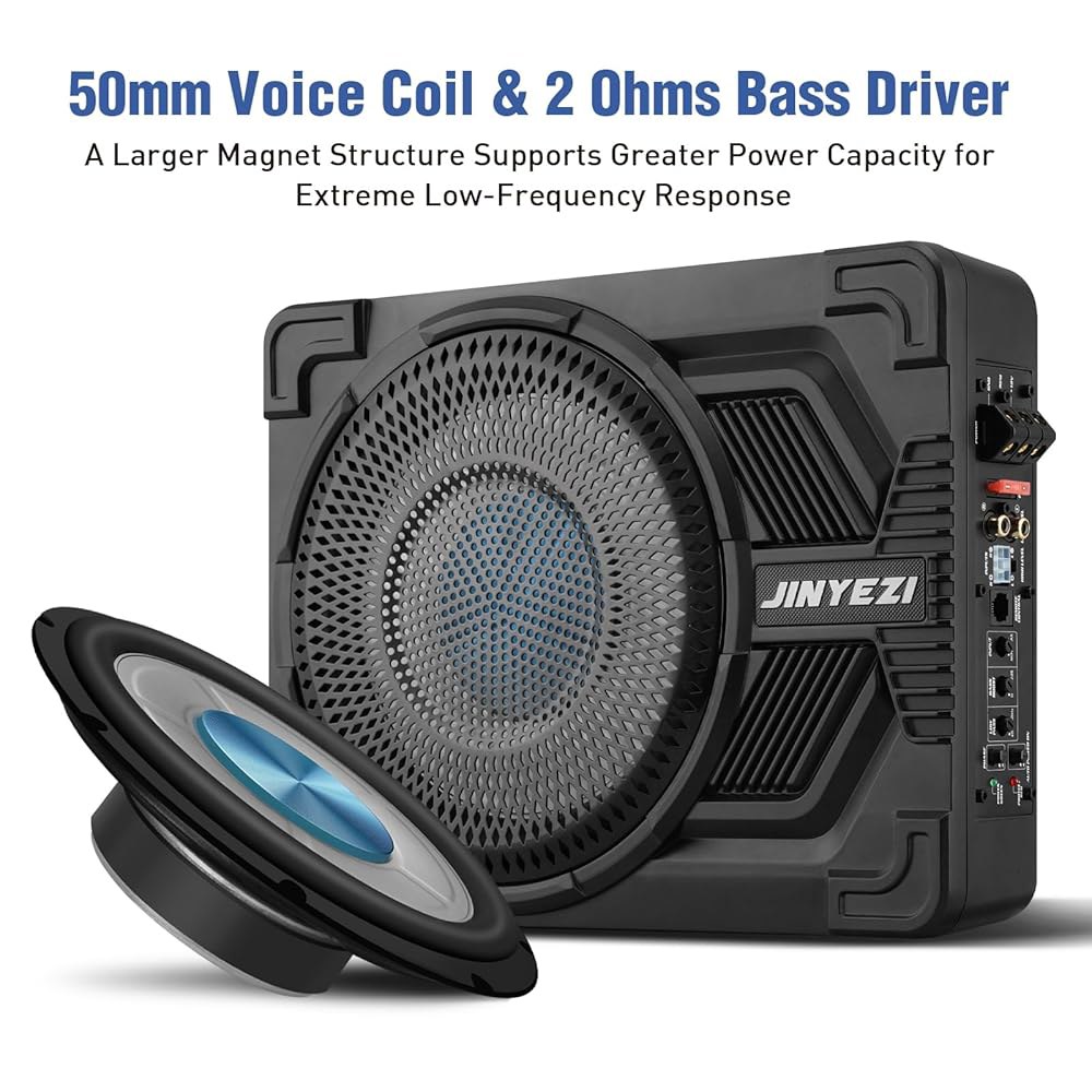 진예지 10인치 1200W 언더시트 서브우퍼, 앰프, 클래스 D MOSFET 앰프 및 효율적인 방열 설계, 저역 통과 필터 / 게인 베이스 부스트에 대한 독립적인 제어, 트럭 SU - 상세 이미지 2