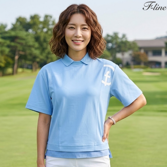 팬텀 골프 여성 여름 메쉬 펀칭 통풍 스트링 가오리형 반팔 티셔츠 - 상품 이미지