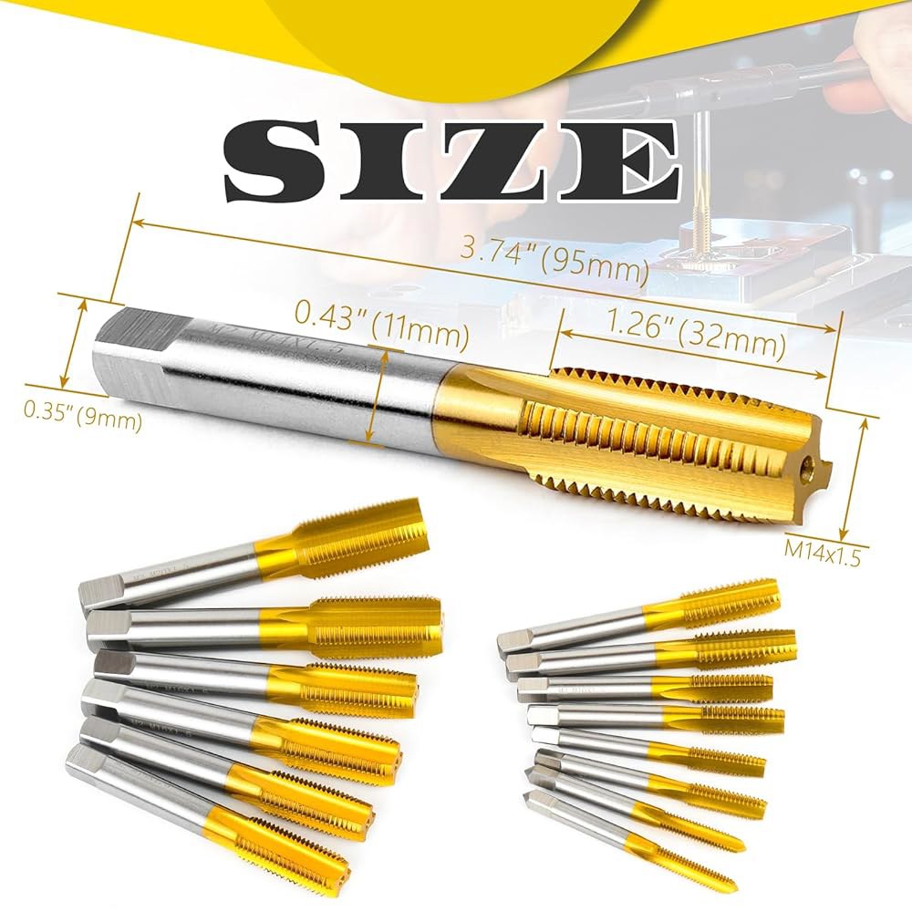ATIVITOL 2Pcs M14 x 1.5 스레드 탭, M2 HSS 오른손 밀링 테이퍼 및 하단 핸드 1 1Pc Bottom Tap 6-32 UNC - 상세 이미지 2