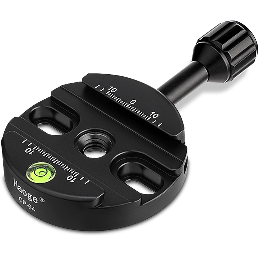 빠른 릴리스를 위한 Haoge 64mm 나사 노브 클램프 어댑터 마운트 QR 플레이트 카메라 삼각대 볼헤드 모노포드 볼 헤드 핏 Arca Swiss - 상품 이미지