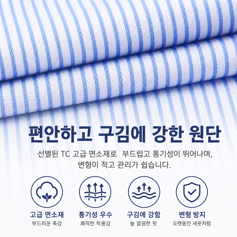 남성 스트라이프 셔츠 긴팔 반팔 데일리 와이셔츠 남방 이미지 6