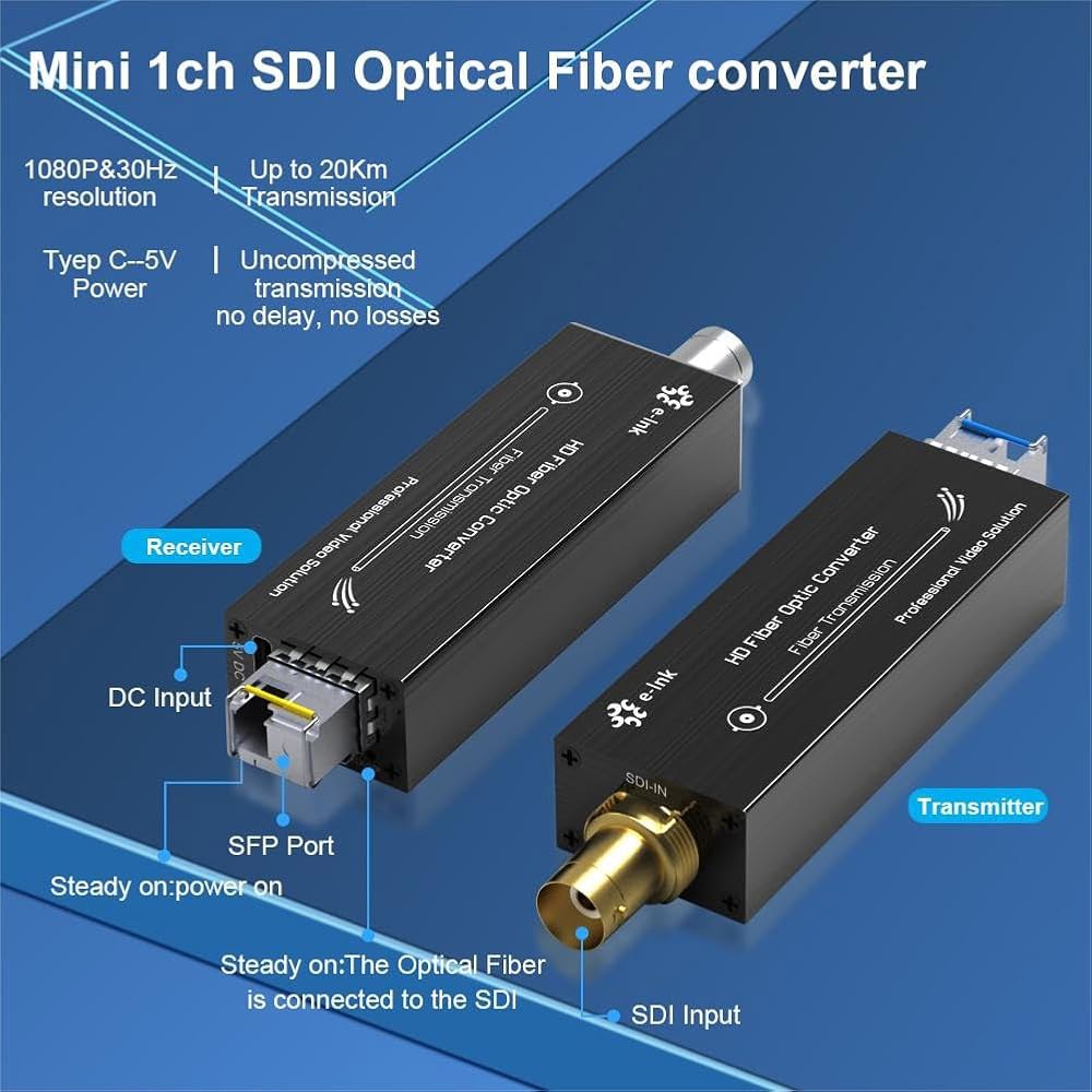 미니 HD SDI 파이버 익스텐더 1080P & 30Hz HD-SDI 오버 컨버터 브로드캐스트 레벨 비디오 광 트랜시버 싱글 모드 20km - 상세 이미지 2