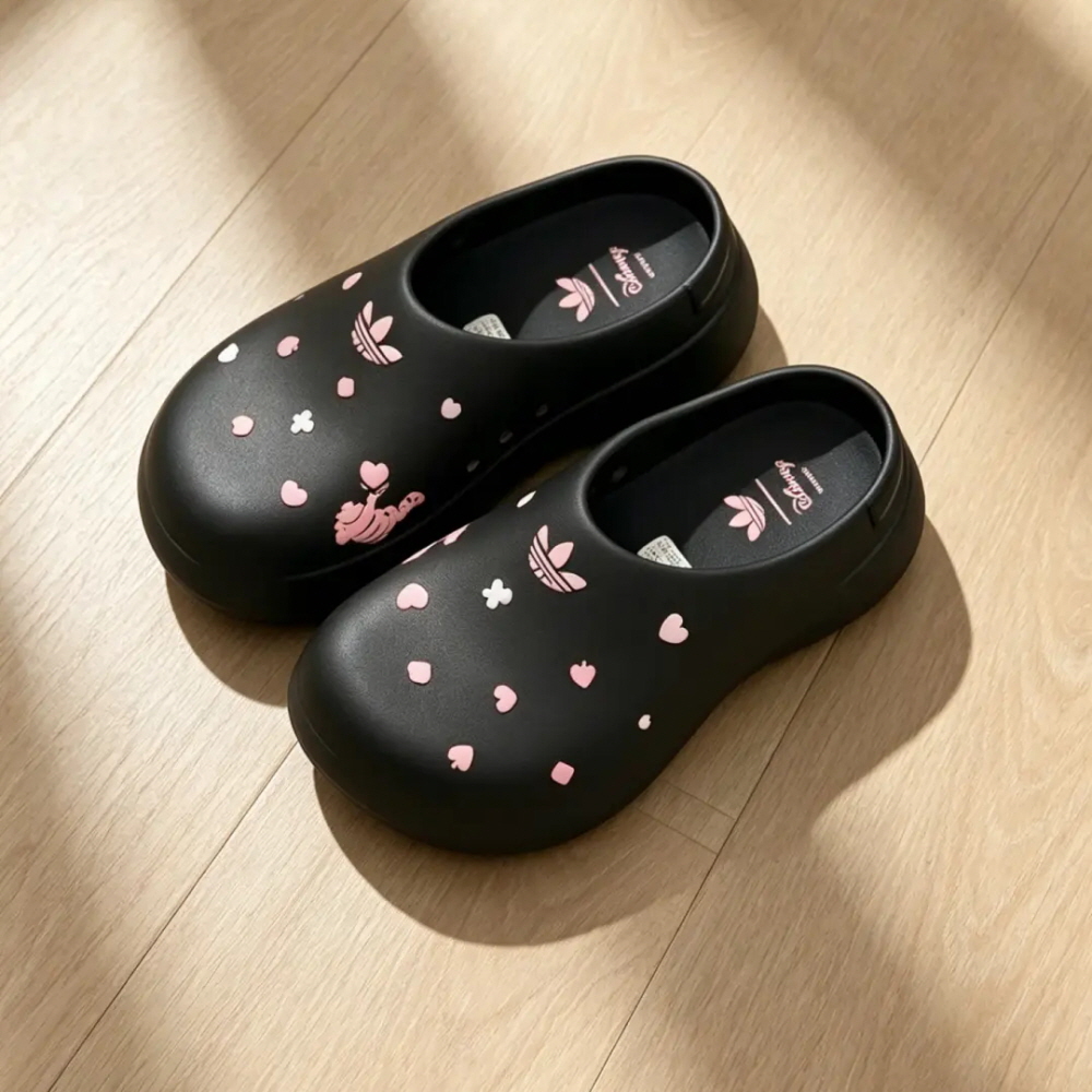 아디다스 X 디즈니 체셔 고양이 아디폼 스탠뮬 통굽 키높이 여성 슬리퍼 블랙 KH5901 - 상세 이미지 2