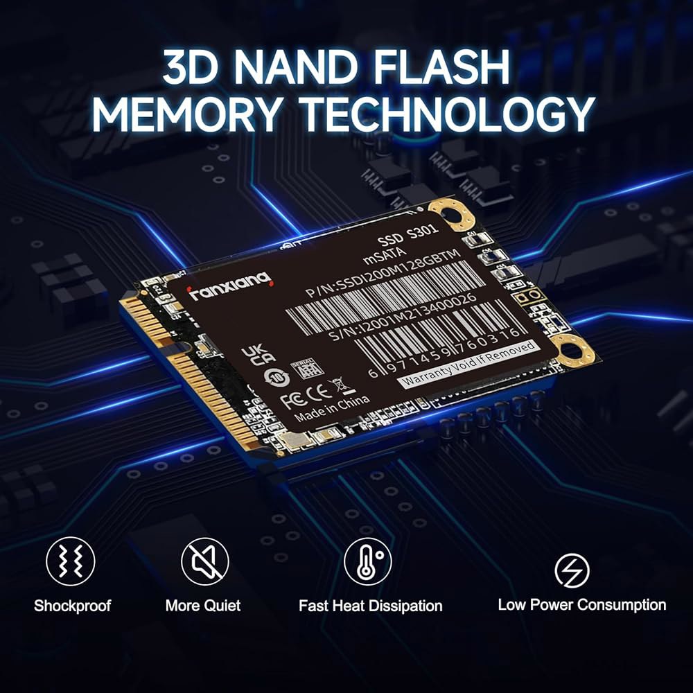 판샹 S301 256GB mSATA SSD 미니 SATA III 6Gb /s 내장 솔리드 스테이트 드라이브, 3D NAND, 울트라북 데스크톱 PC 노트북과 호환 가능 128GB - 상세 이미지 2