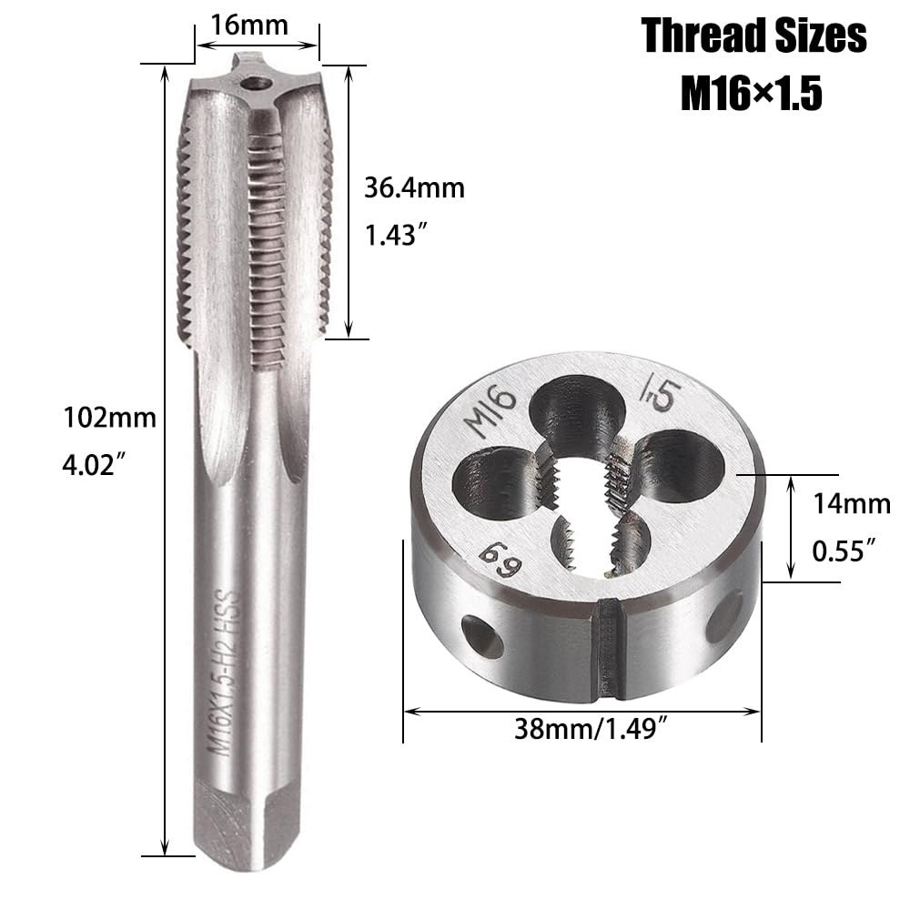 사이프 M16 X 1.5 미터법 탭 앤 다이 세트 1.5mm HSS 스트레이트 플럭티드 머신 스레드 오른손 나사 라운드 m6 1 - 상세 이미지 2