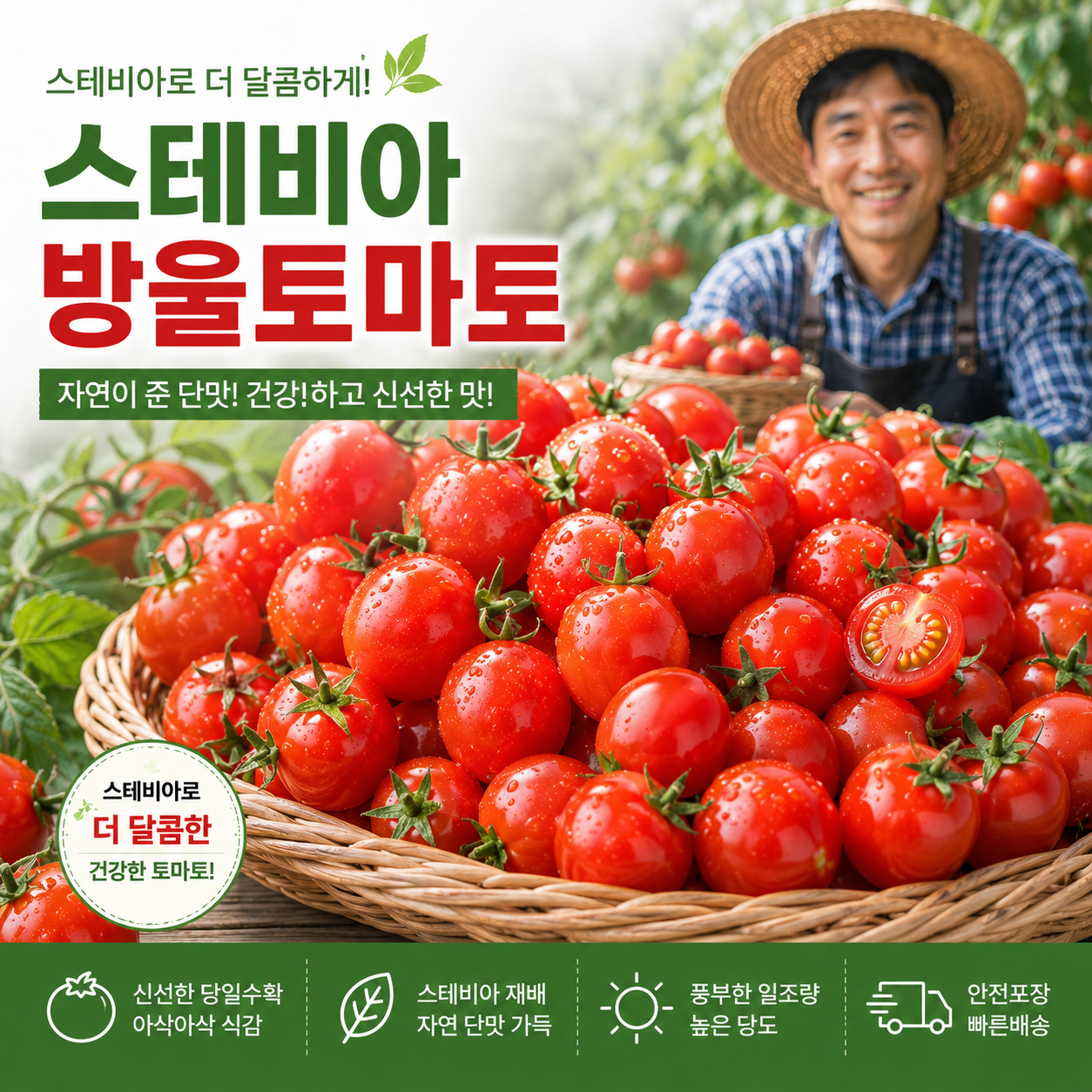 정직한테이블 설탕 안 뿌렸습니다 스테비아 방울 토마토 당도선별 500g4팩 - 상품 이미지