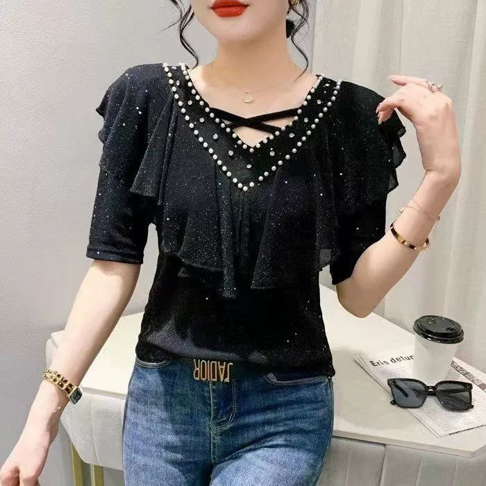 여성 라틴댄스복 상의 블루 브이넥 드레스몰 M 45.0 레드 S - 상세 이미지 3