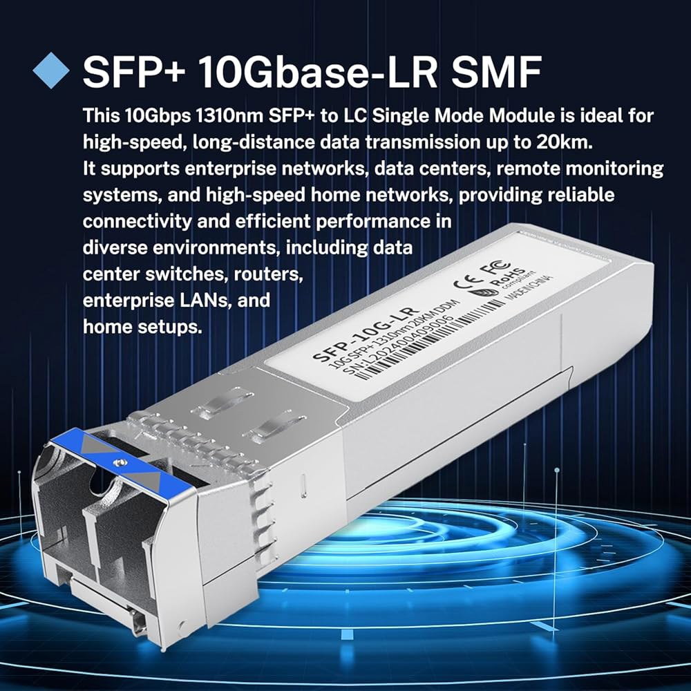 10Pack SFP+ LC 10GBase-LR 트랜시버 - 10G 싱글 모드 모듈, Cisco SFP-10G-LR, Ubiquiti UF-SM-10G, Meraki, Microti - 상세 이미지 3