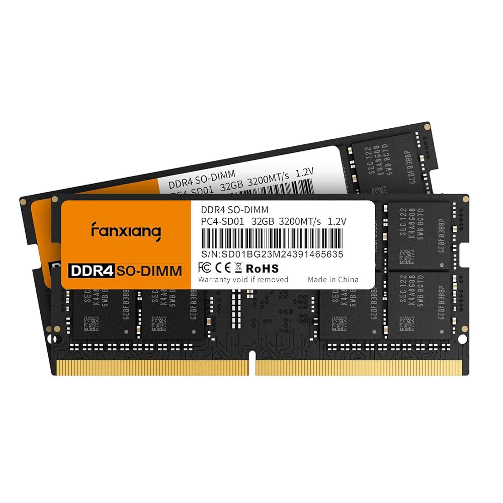 판샹 SODIMM DDR4 RAM 64GB(2 x 32GB) 3200MHz, 인텔 AMD 노트북 메모리 CL22 1.2V 듀얼 채널, 게임 및 생산성에 이상적입니다 - 상품 이미지