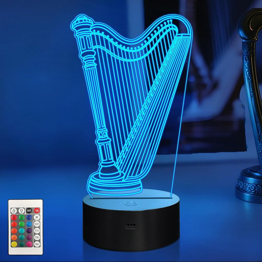 쿨 기프트 마트 하프 나이트 라이트, 16가지 색상의 3D LED 착시 램프와 리모컨, 연주자 음악 애호가를 위한 선물 DJ - 상품 이미지