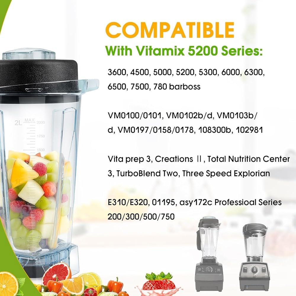 Vitamix 블렌더 피처 64oz, 5200 5000 6500 7500 750 클래식 익스플로러 Vita-Prep vm0101 vm0102 vm0103 vm0197 E310용 - 상세 이미지 3