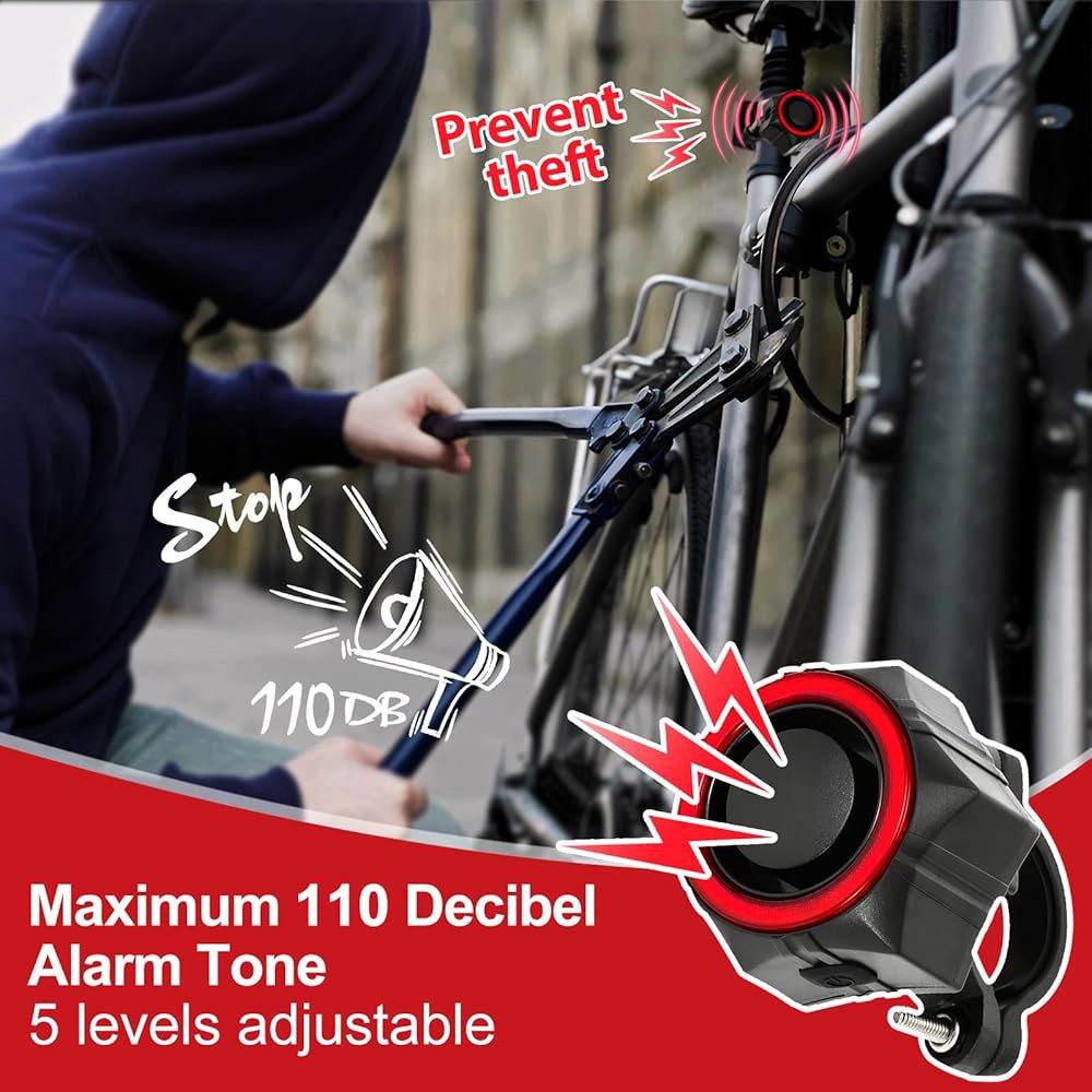 원격 무선 최고의 방지 진동 모터사이클 경보기, IP65 방수 자전거 Ebikes Moto Ebike Bicycletas 스쿠터용 경보 시스템(블랙)을 갖춘 BANGING 110d - 상세 이미지 2