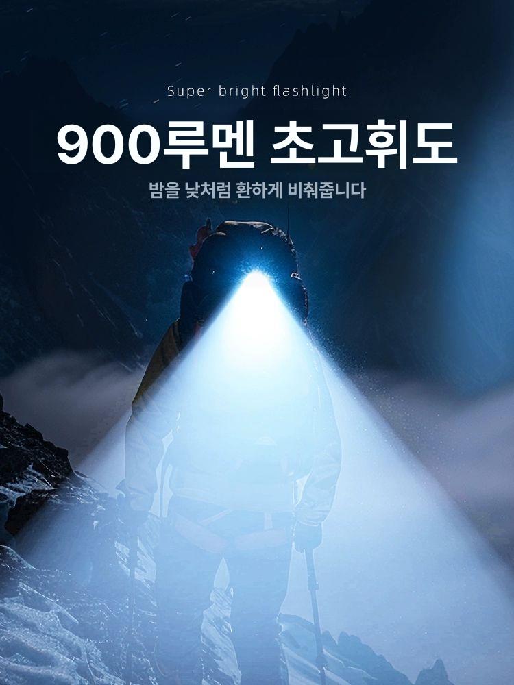 부엉이 헤드램프 충전식 센서 모자 클립 LED 헤드라이트 낚시용 뮌헨 900루멘 20시간 무단계밝기 듀얼광 - 상세 이미지 2